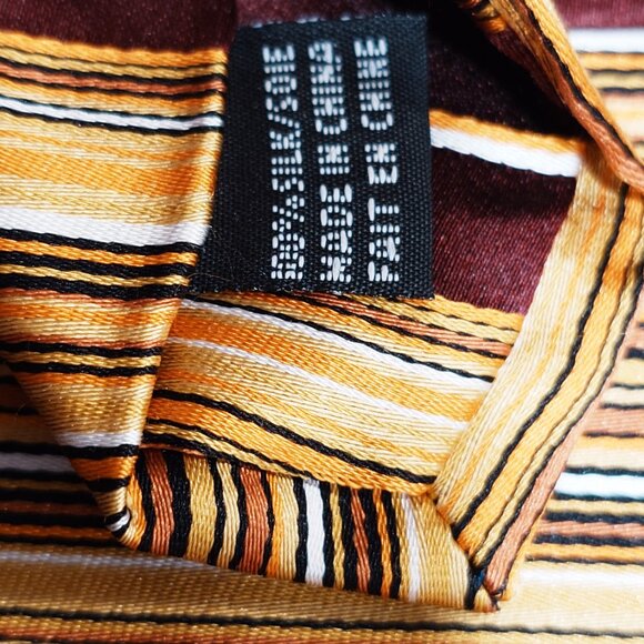 Jones New York Burgandy, Gold, Orange, Silver Striped Silk Tie - Picture 4 of 4